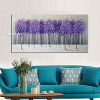 Hand Painted Purple Flower oil painting Abstract European style landscape oil painting tree on Canvas