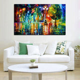 Freeshipping pure Hand Painted House Light street Scenery Beautiful knife Oil Paintings Decor