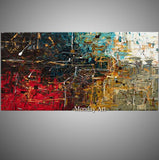 Hand Painted Modern Abstract Blue Red On Canvas Home Wall Abstract Oil for Arts