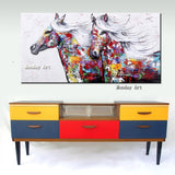 High Quality Hand Painted Horse Pop Impression Horse On Canvas for wall Decor Animal twins Horse Painting