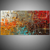 Hand Painted Modern Abstract Blue Red On Canvas Home Wall Abstract Oil for Arts