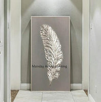 Hand Painted abstract oil painting wall picture on canvas bedroom modern feathers painting for entrance decora