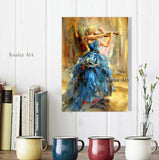 Hand Painted Modern Violin Girl On Canvas Wall Art For Living Roon