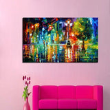 Freeshipping pure Hand Painted House Light street Scenery Beautiful knife Oil Paintings Decor