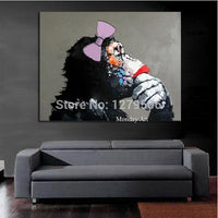 Top Artist Pure Hand Painted High Quality Modern Art Gorilla on Canvas Abstract Funny Animal Monkey Oil Painting