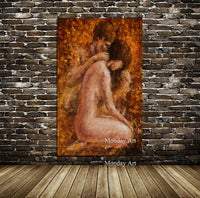 Wall art Hand Painted nude body Oil painting home decor canvas wall art Lovers canvas painting Sexy nude painting