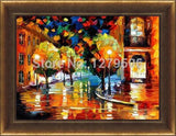 Artist Hand Painted High Quality Modern painting knife on Canvas Knife landscape street Oil Painting