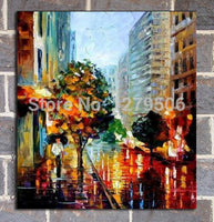 Hand Painted On Canvas knife thick oil painting street view Modern Hand Painted picture for Room home Decor no Framed