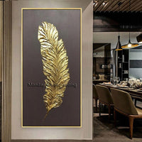 Hand Painted abstract oil painting wall picture on canvas bedroom modern feathers painting for entrance decora