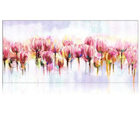 Pink Tulip Flowers on Canvas Hand Painted Acrylic Floral Paintings Hand Painted Flower