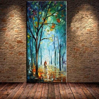 Wall Decoration High Quality Hand Painted Knife On Canvas Hand Painted Abstract Modern Rain Tree Road Palette