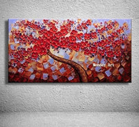 Hand Painted Blue lucky tree canvas painting 3D Flower Knife Flowers Oil Painting Painting