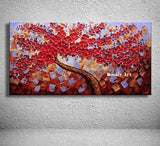 Hand Painted Blue lucky tree canvas painting 3D Flower Knife Flowers Oil Painting Painting