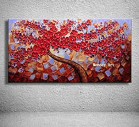 Hand Painted Modern Canvas flower Hand Painted Palette knife Tree 3D Flowers Painting Home living room Decor Wall Art