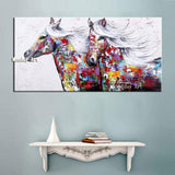 Aritist High Quality Hand Painted Horse Two Horses On Canvas for wall Decor Animal twins Horse Painting