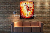 Pure Hand Painted red Dress Ballet Girl And red Background On Canvas Villa Hotel Room Corridor Murals Wall Decoration