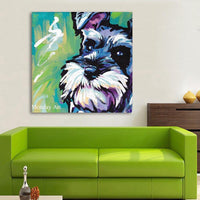 Hand Painted modern dog cat animal portrait painting cartoon oil painting on canvas art for kid"s room home decor