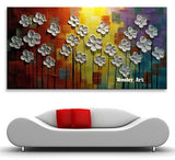 Hand Painted Modern Canvas flower Hand Painted Palette knife Tree 3D Flowers Painting Home living room Decor Wall Art