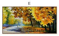 Hand Painted Lover Rain Street Tree Lamp Landscape Canvas Wall Art paintings