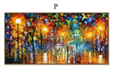 Aritist Modern Hand Painted The Rainy Days Street Palette Knife On Canvas