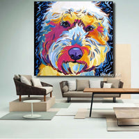 Pop Art Animal Golden doodle Dog Hand Painted dog Wall Painting on Canvas Artwork