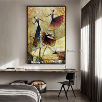 Hand Painted Ballet Angel Dancers Abstract Art Modern Knife Canvas painting