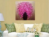 Hand Painted Pink 3D Oil Painting On Canvas White Vase wall forHome Decor Artwork