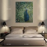Hand Painted Peacock Canvas oil Painting home Decoration knife Peacock office decor