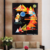 Famous Abstract Hand Painted Kandinsky Geometric Canvas Painting Wall Art