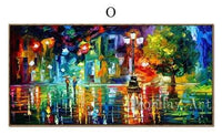 Aritist Modern Hand Painted The Rainy Days Street Palette Knife On Canvas