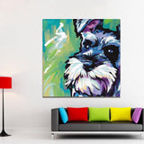 Hand Painted modern dog cat animal portrait painting cartoon oil painting on canvas art for kid"s room home decor