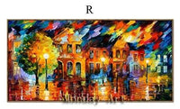 Aritist Modern Hand Painted The Rainy Days Street Palette Knife On Canvas