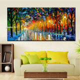 Aritist Modern Hand Painted The Rainy Days Street Palette Knife On Canvas