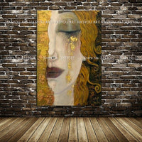 Hand Painted Canvas Painting Golden Tears by Gustav Klimt Modern Quardros