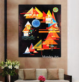 Famous Abstract Hand Painted Kandinsky Geometric Canvas Painting Wall Art