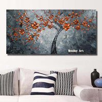 Aritist Hand Painted Textured Palette Knife Red Flower Modern Abstract Canvas picture Decor