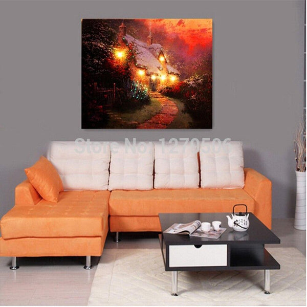 wall decor Artist Hand Painted landscape Canvas Hand Painted Rural night scenery bedroom