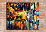 Hand Painted On Canvas knife thick oil painting street view Modern Hand Painted picture for Room home Decor no Framed