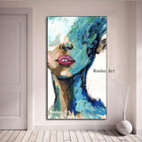 Hand Painted Palette Knife portrait Oil Paintings On Canvas girl face oil Paintings Bedroom Wall Decora