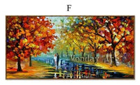 Hand Painted Lover Rain Street Tree Lamp Landscape Canvas Wall Art paintings