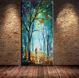 Wall Decoration High Quality Hand Painted Knife On Canvas Hand Painted Abstract Modern Rain Tree Road Palette