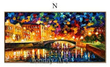 Aritist Modern Hand Painted The Rainy Days Street Palette Knife On Canvas