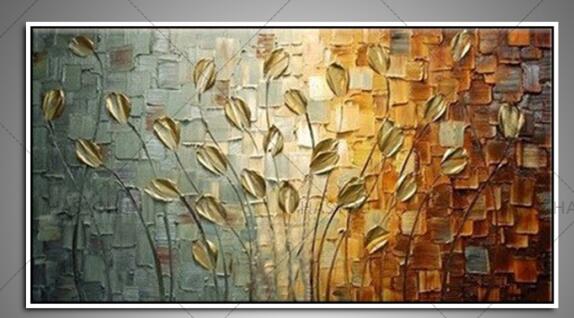 Hand Painted 3Dflower Flower oil painting Abstract art Hand Painted Modern Gold tree