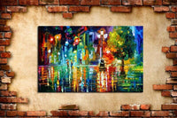 Freeshipping pure Hand Painted House Light street Scenery Beautiful knife Oil Paintings Decor