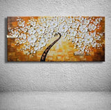 Hand Painted Blue lucky tree canvas painting 3D Flower Knife Flowers Oil Painting Painting