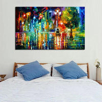 Freeshipping pure Hand Painted House Light street Scenery Beautiful knife Oil Paintings Decor