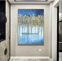 Hand Painted abstract golden oil Painting Hand Painted modern gold tree oil painting home decoration Wall art