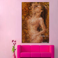 Wall art Hand Painted nude body Oil painting home decor canvas wall art Lovers canvas painting Sexy nude painting