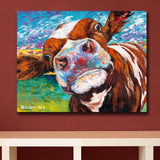 Hand Painted Graffiti Art Curious Cow Wall Art Canvas Painting Wall Art