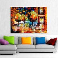 Artist Hand Painted High Quality Modern painting knife on Canvas Knife landscape street Oil Painting